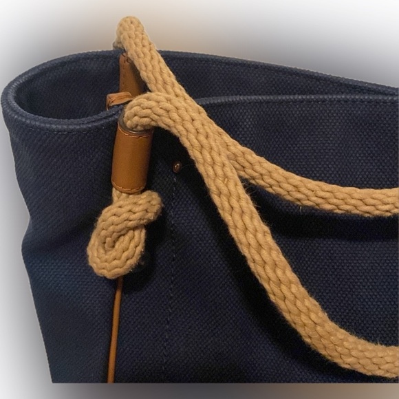 MICHAEL KORS Marina💙Navy Blue💙Large Canvas Tote with Rope Straps/Like New - Picture 11 of 13